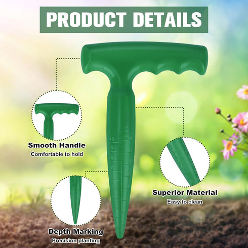 6.9 inch Bulb Planter Tool - Plastic Sow Dibbler with Handle - Garden Hand Dibber for Plant - Seed Planter Tool for Sowing Seeds,Planting Bulbs,Di...