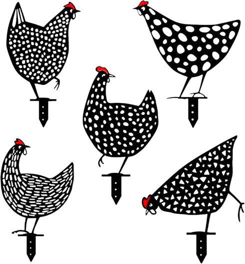 5PCS Rooster Animal Stakes, Chicken Family Garden Silhouette Yard Art, Hollow Out Animal Shape Decor for Outdoor-for Lawns Backyard 5PCS...