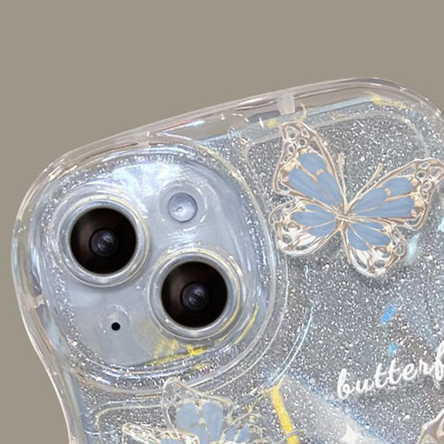 Compatible with iPhone 11 Case for Women/Girls, Cute Butterfly Glitter Bling with Bracelets Anti-Scratch Shockproof Case for iPhone 11, Blue with ...