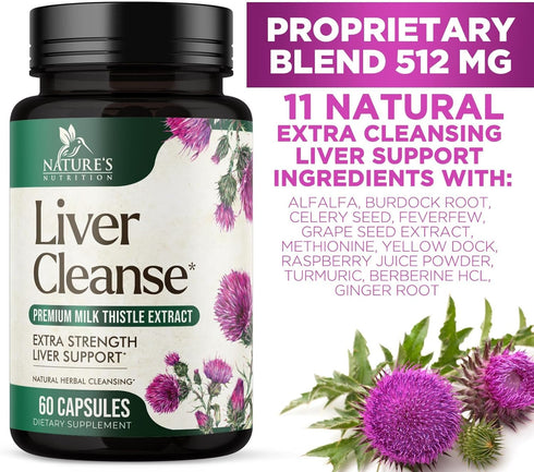 Liver Cleanse Detox & Repair Formula - Herbal Liver Support Supplement with Milk Thistle with Silymarin, Artichoke Extract, Dandelion, Beet, Chico...