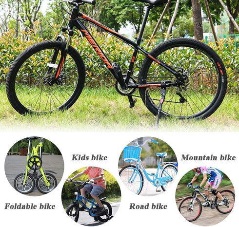 Bike Kickstand Adjustable Aluminum Alloy Bicycle Side Support, Bicycle Kickstand with Non-Slip Foot Pad Fit for 22" 24" 26" 28" Mountain Bike/700 ...