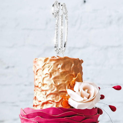 Letter W Cake Topper Rhinestone Crystal Silver Letter for Wedding or Anniversary Birthday Party Decoration Supplies...