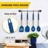 4 Pack Silicone Utensils Set, Non Stick Solid Spatulas, Heat Resistant Blue Slotted Spoons with Stainless Steel Handle, BPA Free Cooking Turner fo...