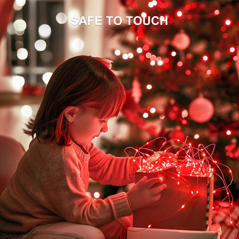 JMEXSUSS 4 Pack 50 LED Red Fairy Lights Battery Operated, 16.1ft Mini Firefly Starry Lights, Red String Lights for Bedroom Wedding Party Christmas...