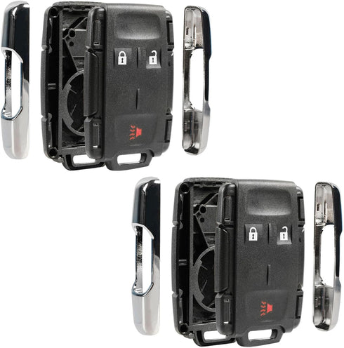 Chrome Key Fob Keyless Entry Remote Shell Case & Pad fits Chevy Silverado Colorado / GMC Sierra Canyon 2014 2015 2016 2017 (M3N-32337100), Set of ...