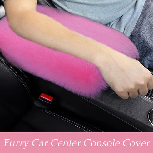 1 Set 8 Pieces Fluffy Car Accessories Set for Women,Fuzzy Steering Wheel Cover Cute Car Accessories with Gear Shift Cover,Handbrake Cover 15 Inche...