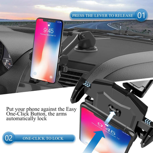 Manords Car Phone Mount Holder for Dashboard Windshield Compatible with All iPhone & Android Cell Phones, Black...