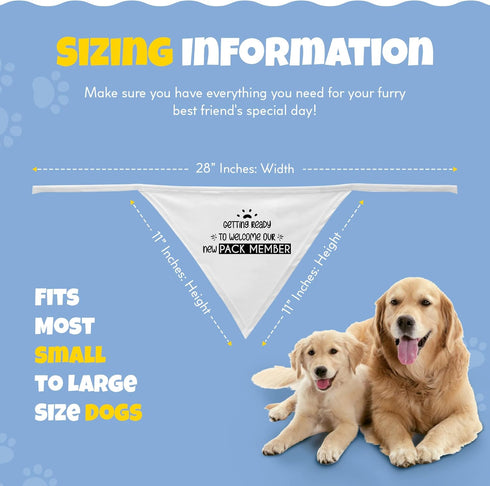 Adjustable Dog Bandana, Getting Ready to Welcome Our New Pack Member, Washable Pet Accessories for Dog Lovers, Made with Soft Cotton, Size - 28 x ...