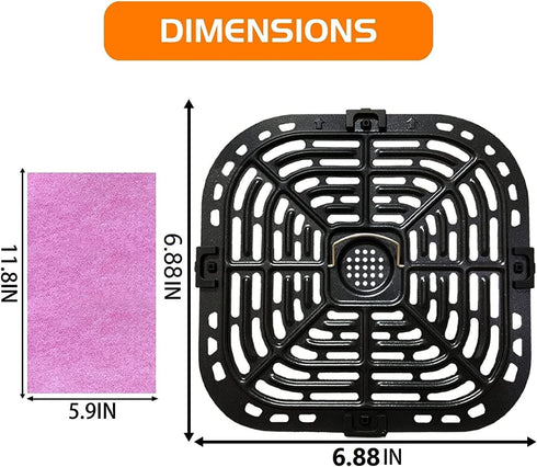 Air Fryer Grill Pan for Instants Vortex 2QT Mini Air Fryer Oven, Premium Air Fryer Grill Crisper Plate, Air Fryer Grate Grid with Rubber Tabs for ...