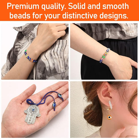 24 Style 800 pcs Evil Eye Beads for Jewelry Making, Evil Eye Charms with 1mm Hole...