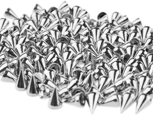 PMLAND 200 Sets/Pairs 9.5mm Silver Cone Spikes Screwback Studs DIY Craft Cool Rivets Punk...