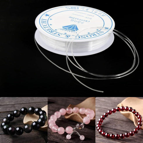 Amaney 4 Roll 0.8mm Elastic String, Stretchy String Crystal String Bead Cord with Beading Needles and Scissors for Bracelet, Beading and Jewelry M...