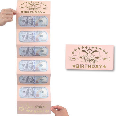 HOMANGA Birthday Money Envelope for Cash Gifts, Surprise Cash Envelope for Wife Women Kids, Birthday Gift Card for Women Girls, Pink Rose Gold Mon...