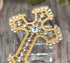 Gyn&Joy Golden Tone Clear Crystal Rhinestones Holy Cross Brooch Pin...