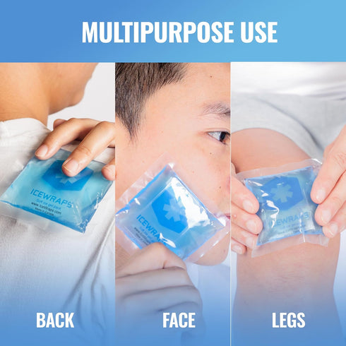 ICEWRAPS 3"x3" Small Gel Ice Packs for Injuries Reusable | Hot Cold Packs for Nose, Face, or Fingers | Mini Tiny Ice Packs for Lunch Box | Include...