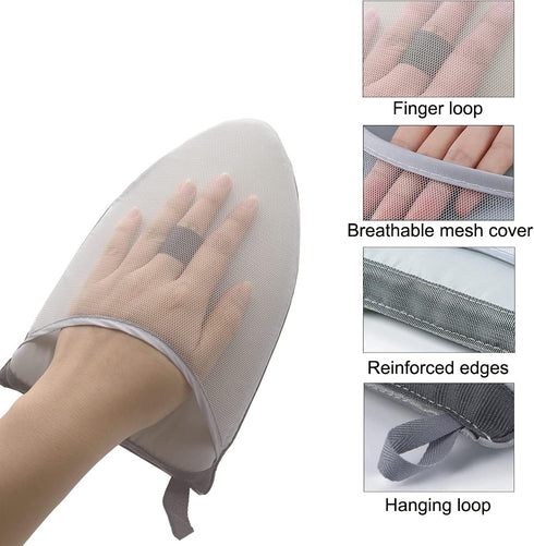 Garment Steamer Ironing Glove Mitt with Finger Loop for Clothes Steaming Mitt Anti Steam Mini Handheld Ironing Pad Board Heat Resistant Steamer Ha...