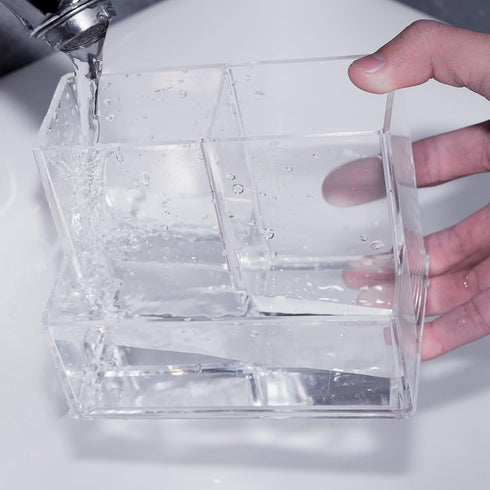 Desktop Clear Pen Holder with 3 Compartments, Acrylic Pencil Holders, Desk Organizers and Accessories...