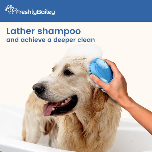 Rubber Dog Bath Brush - Silicone Pet Wash & Massage Brush - Perfect for Bathing, Massaging, & Deshedding - Use Wet or Dry, De-shed or Use it to La...