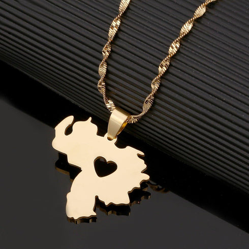 Huangshanshan Stainless Steel Venezuela Map Pendant Necklace Gold Color Jewelry Venezuelan Jewelry...