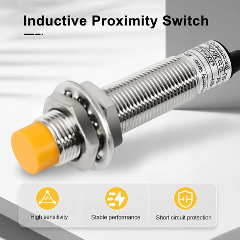ATO 2Pcs M12 Proximity Switch NPN NO Inductive Proximity Sensor Approach Sensor,lj12a3-4-z/bx,for 3D Printer Probe Bed Leveling,Replace Small Swit...