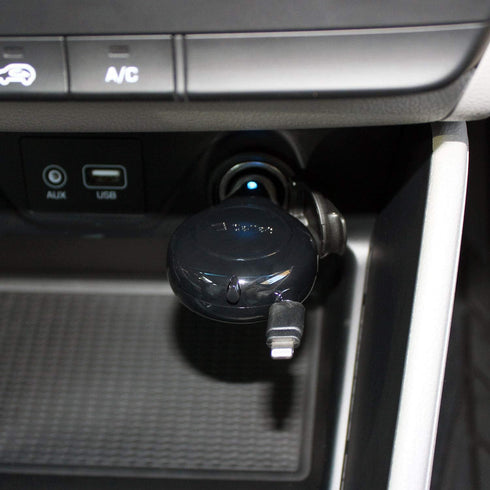 Cellet Retractable iPhone Car Charger with Lighting Cable (Apple MFI Certified) 10-Watt Compatible with iPhone 14 Pro Max Plus Mini SE 13 12 11 Xr...