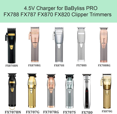 4.5V Charger for BaByliss PRO FX788 FX787 FX870 FX820 Clipper Trimmers Power Cord AC Adapter Suplly...