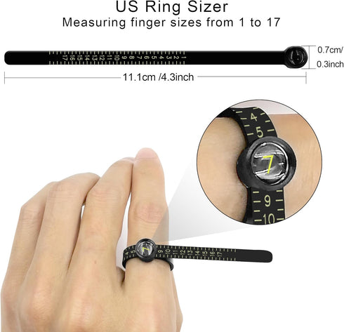 Ring Sizer, 3Pcs Reusable Ring Sizer Measuring Tool, USA Ring Measurer and Ring Sizer, Ring Sizing Kit for Jewelry Making, Suitable for Women and ...