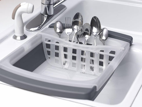 PrepWorks Collapsible Dish Drainer - Space-Saving, Expandable Dish Rack for Drying Plates, Cups, and Kitchen Utensils, Extends from 16.5" to 26.75...