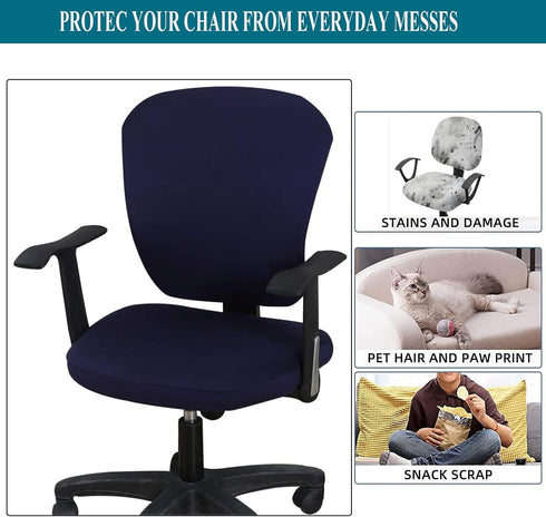 Office Computer Chair Cover Stretch Universal Jacquard Seat Slipcover 2 Piece for Desk Rotating Armless Chair, Removable Washable Anti-dust Chair ...