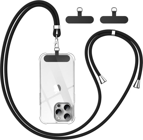 Phone Lanyard, 2× Patches, 1× Polyester Adjustable Strap, Adjustable and Removable Universal Cell Phone Multifunctional Patch Lanyards Compatible ...