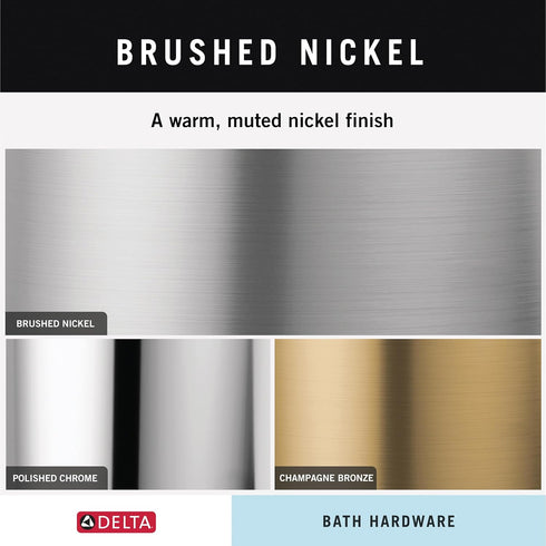 DELTA FAUCET NIC46-DN Nicoli Wall Mount Square Closed Towel Ring Bath Hardware Accessory in Brushed Nickel...