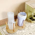 Round Wooden 2 Compartment Coffee Table Organizer, Cup Dispenser Countertop, Disposable Paper Cup Holder, Lid Organizer for Restaurant Countertop ...