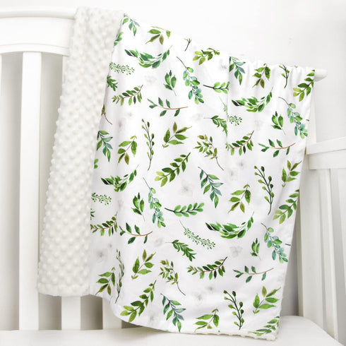 BORITAR Floral Leaf Baby Blanket for Boys Girls Super Soft Double Layer Minky with Dotted Backing for Nursery Stroller Crib Bed Newborns Spring Su...