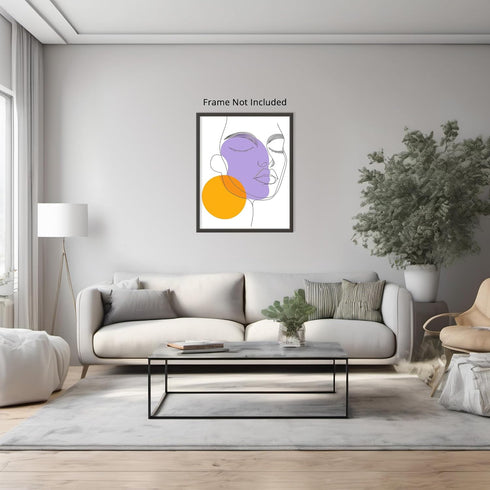 Posterizer 1 pcs-single art of a womans face-purple orange minimal art 1-Abstract & Modern Art-Gift for Art Lovers-Decor for Home & Office- unfram...