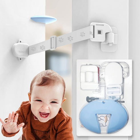 Child Proof Door Strap with Silicone Door Stopper. No Need for Baby-Gate. Keep Toddler Out and Let Cat in. Prevents Finger Pinch Injuries....