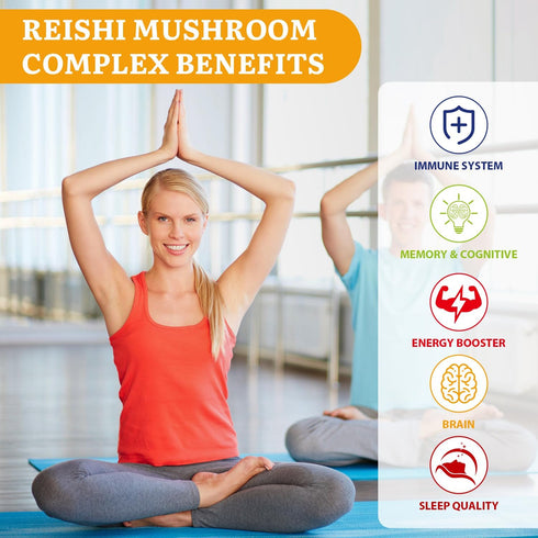 Japanese Reishi Mushroom Complex Supplement 1500mg - Reishi,Chaga,Cordyceps,Lion's Mane,Maitake,Agaricus Mushrooms Extract & 3 Herb,Organic Mushro...