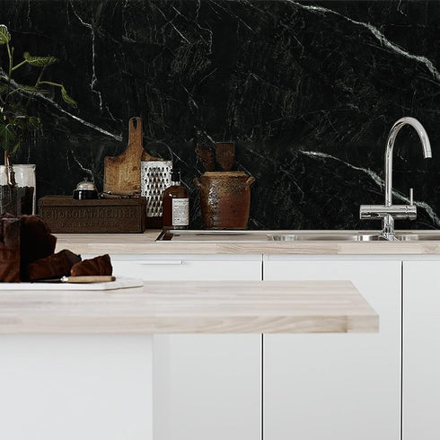 Black Marble Peel and Stick Wallpaper 17.7in*118in,Black Marble Contact Paper Self Adhesive,DIY Waterproof Granite Vinyl Film for Kitchen Bathroom...