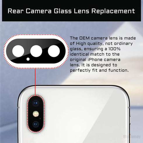 2 Sets for iPhone X OEM Back Camera Lens Glass Replacement for iPhoneX 10 Rear Main Camera Lens with Dual-Sided Adhesive Repair Kit Fix Tool Tweez...