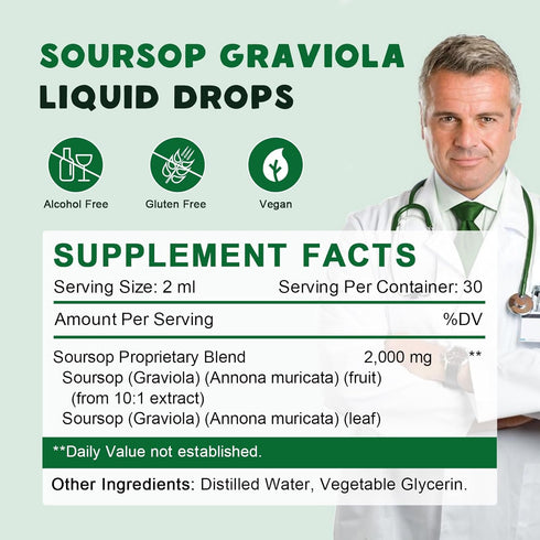 (2 Pack) Soursop Graviola Liquid Drops 2000mg, Natural Antioxidant, Cell Support & Regeneration, Immune Boost, Soursop Bitters Liquid, Non-GMO, Ve...