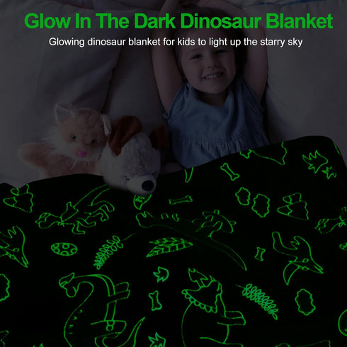 Personalized Baby Blankets for Boys, Dinosaur Blanket for Boys, Glow in The Dark Blanket for Kids, Kids Blanket for Boys, Toddler Blanket for Boys...