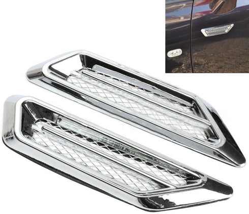 TuTuYa Car Side Mesh Vent, Universal Car Air Flow Chrome Fender Side Vent Decor Sticker Accessories,1 Pair...