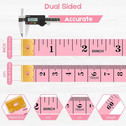iBayam Tape Measure, Soft Ruler Measuring Tape for Body Weight Loss Fabric Sewing Tailor Cloth Vinyl Measurement Craft Supplies, 60-Inch Double Sc...