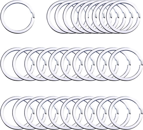 Flat Key Rings Key Chain Metal Split Ring 30pcs (Round 1 Inch Diameter), for Home Car Keys Organization, Nickel Plated Silver...