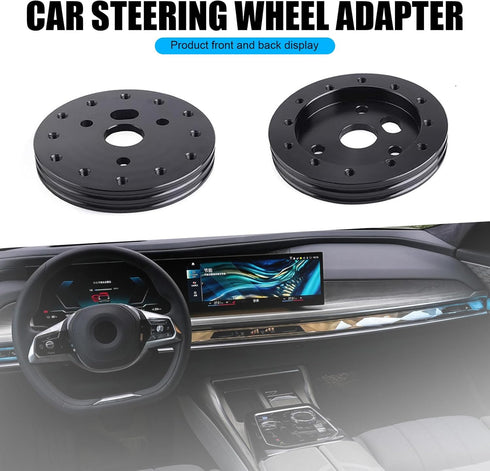 1 PC Car Steering Wheel Adapter Connector, Round Durable Metal Vehicle Steering Wheel Conversion Spacer for 6-hole to 3-hole, Universal Automotive...