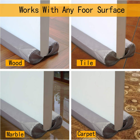 Under Door Draft Stopper Gray 29"-35" Noise Window Breeze Dust Air Blocker Adjustable Door Sweeps...