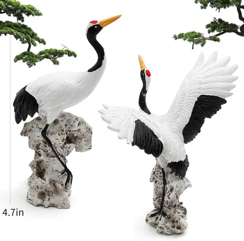 2-Pack Miniature Garden Crane Statues, Bird Art Bonsai Decor Garden Fairy Sculptures Crane...