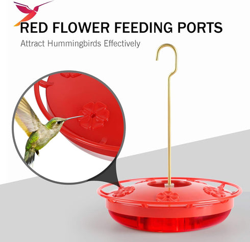eWonLife Hummingbird Feeder for Outdoors, 2 Pack, Leak-Proof, Easy to Clean and Refill, Saucer Humming Bird Feeder Plastic, Including Hanging Hook...