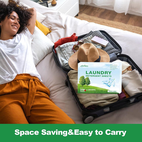 Laundry Detergent Sheets, Eco-Friendly & Hypoallergenic Laundry Detergent Strips, Natural Ingredients, Ultra-Concentrated, Travel-Ready, No Plasti...