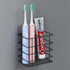 Adhesive Toothbrush Holder Wall Mounted, Suction Toothpaste Organizer Cup for Shower, Razor Holder Caddy Tray Storage Stand with Drainage, Black R...