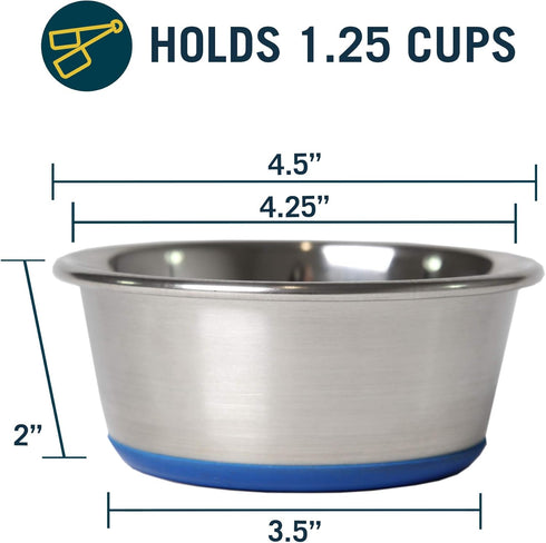 OurPets DuraPet Stainless Steel Dog Bowls, Dog Food Bowls & Dog Water Bowls (Up To 1.25 cups Great for Small Breeds)...